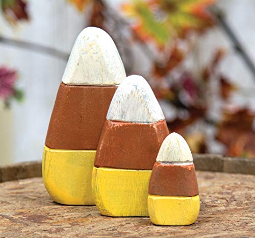 Wooden Candy Corn Shelf Sitters Set of 3 Fall Halloween Decor