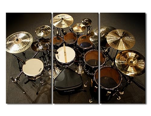 Three-Piece Canvas Wall Art Set - Musical Instrument Drum Wall Decor 28x42 Inches - Variation of 28 x 14 x 3 Panels Artwork-04