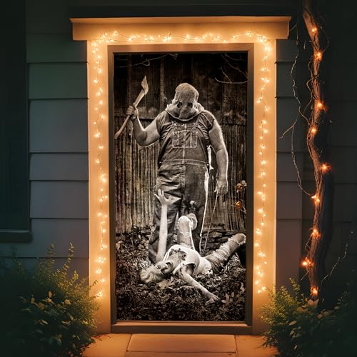 Halloween Door Backdrop Banner Creepy Devil Scary Party Decoration 73x35 Inch