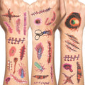 Halloween Scar Fake Wound Temporary Tattoos - Realistic Horror Effect, 60PCS, Variation: Scar