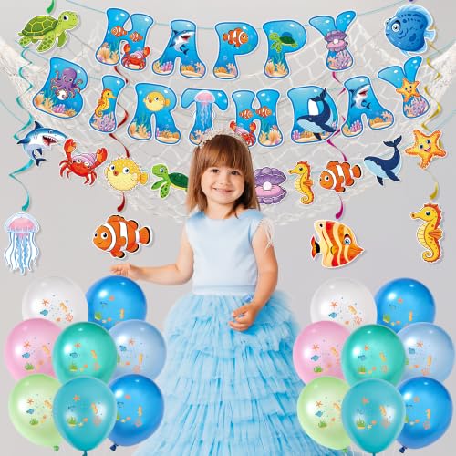 Ocean Birthday Party Decorations Kit for Boys and Girls - Undersea Theme