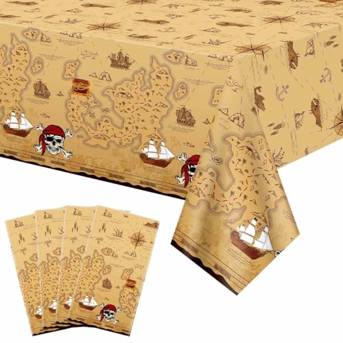 Pirate Tablecloth Set - Waterproof Treasure Map Party Decor for Kids