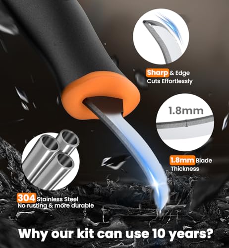 Pumpkin Carving Kit for Halloween - 13Pcs Stainless Steel Tools with Carrying Case - Black & Orange