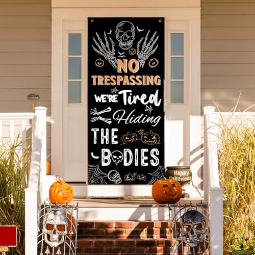 Skeleton Pumpkin Halloween Door Curtain Banner - Skeleton Pumpkin Variation 35x79 Inches