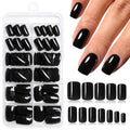 LuckForever Short Square Black Press-On Nails with Tabs - 240 Pack