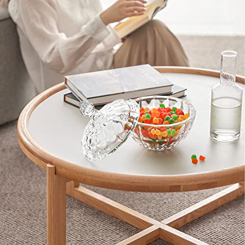 ComSaf 26oz Clear Glass Candy Dish with Lid - Elegant Pumpkin Ribbed Design - Variation 1