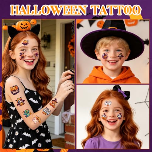 216 Pack Halloween Temporary Tattoos for Kids - Fun Body Art Stickers