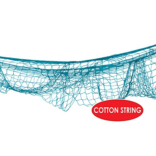 Nautical Fish Net Decorations - 2 Pack Turquoise Cotton Party Nets for Under the Sea & Luau Themes