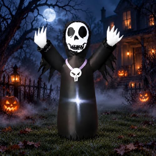 4FT Halloween Inflatable Grim Reaper Outdoor Decoration with Lights