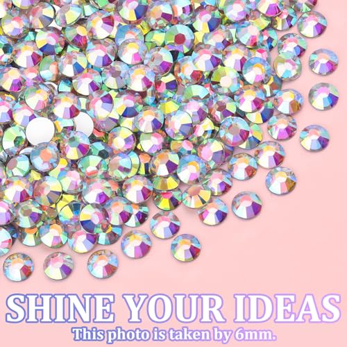 AB Resin Rhinestones for Crafting - 25,000 Pcs Mixed Sizes with Glue - Large Pack