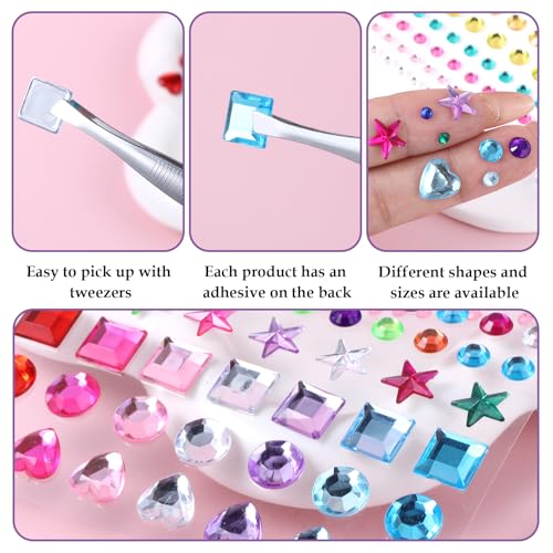 Rainbow Face Gems Set for Kids - 456 Self-Adhesive Rhinestones for Face & Body Makeup