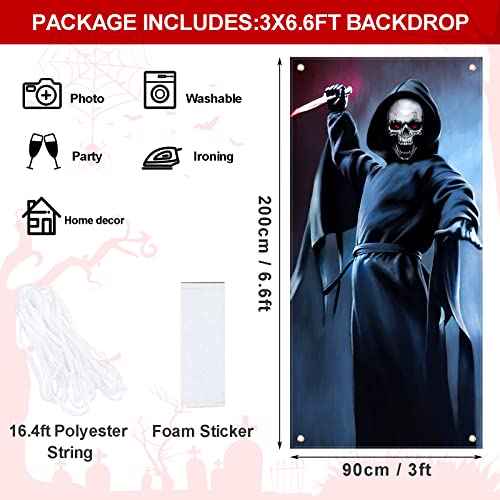 Halloween Skeleton Door Banner Backdrop Decoration - Spooky Party Photo Booth Prop