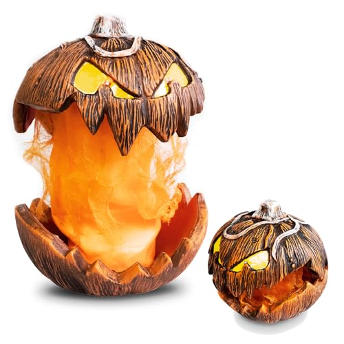 Halloween Animatronic Pumpkin Decoration with LED Eyes and Surprising Pop-Up Mouth - Outdoor & Indoor Spooky Yard Light