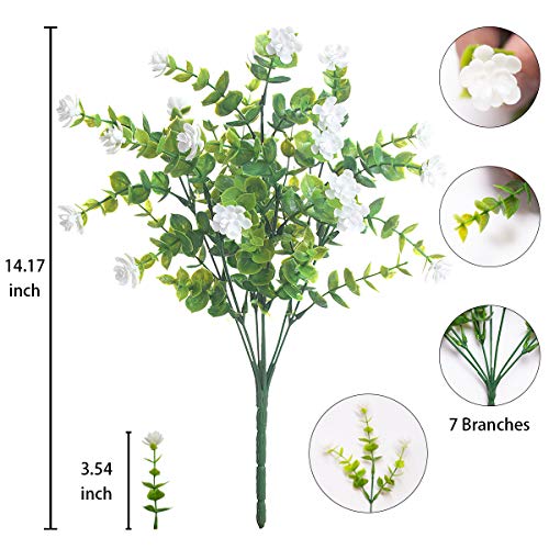 White Outdoor Artificial Flowers - 20 Bundles UV Resistant Faux Plants for Garden & Porch Decor