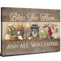 Bless This Home Farmhouse Wall Art Sign - Rustic Kitchen Decor 16x24 Inches