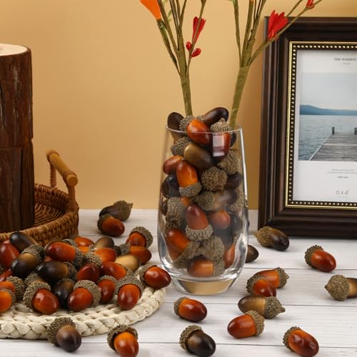 Dark Artificial Acorns Bulk for Autumn Crafts & Thanksgiving Decor - 80pcs