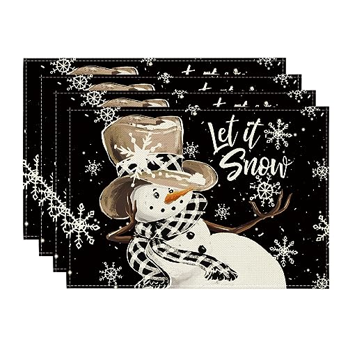 Snowman Snowflake Christmas Place Mat Set & Table Runner - Holiday Decor