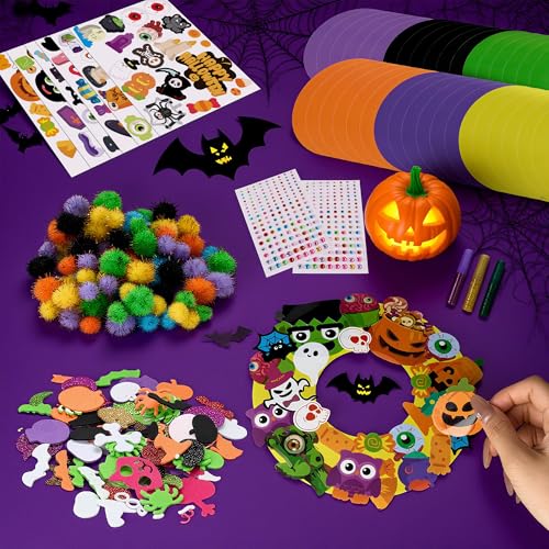 Halloween Wreath Craft Kit - 36 Pieces DIY Decorations & Accessories for Spooky Holiday