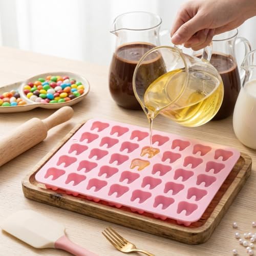 Mini Tooth Silicone Candy Molds - Pink, 35 Cavities, Food Grade, Reusable - Variation A