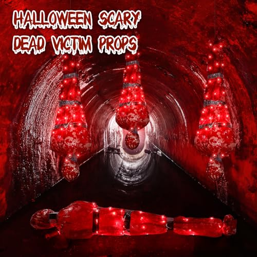 Halloween Human Remains Prop Set with Inflatable Corpses, LED Lights & Accessories
