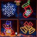 16-Inch Christmas Window Silhouette Lights Decorations with Snowman & Stocking & Bell & Snowflake - Outdoor Indoor Holiday Lights