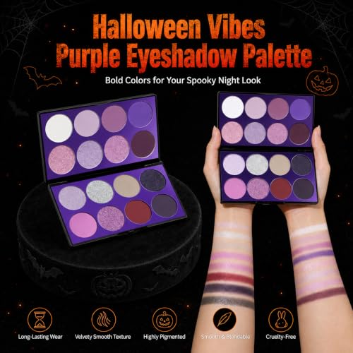 Purple Eyeshadow Palette - Matte, Shimmer & Glitter Shades for Creative Makeup - Variation: Purple