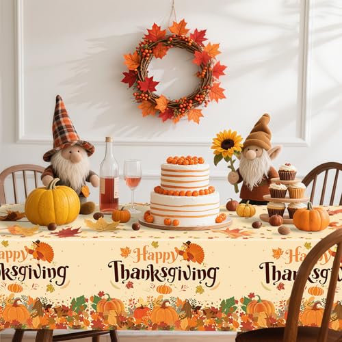 Thanksgiving Tablecloths, 3 Pack 54 x 108 Inch Plastic Table Covers - Thanksgiving-2