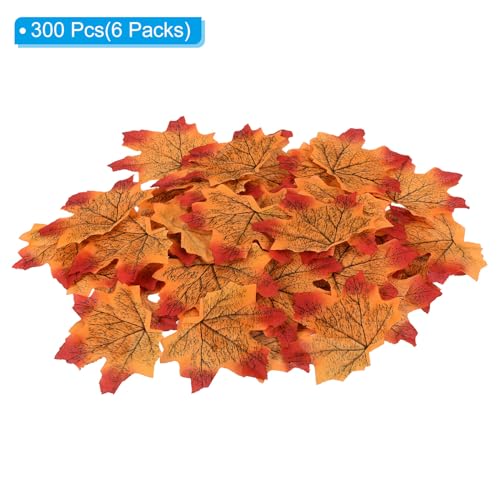 Artificial Maple Leaves Orange 300 Pcs Fall Autumn Decorations for Wedding Party Thanksgiving Halloween