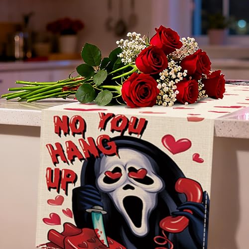 Valentine's Day Grim Reaper Table Runner 13x72 Inch - Red Love Heart No You Variation of THIS listing
