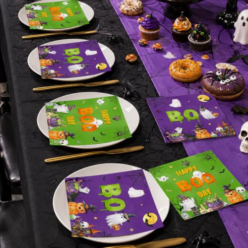 Halloween Ghost Paper Napkins - 50 Pack Cute Boo Ghost Party Decor