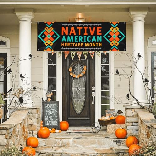 Brass Indigenous Pride Banner Flag for Native American Heritage Month 24x71in