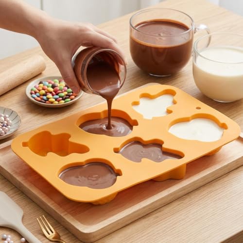 6 Cavity Halloween Thanksgiving Silicone Chocolate Molds - Food Grade, Non-Stick