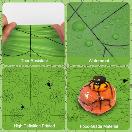 Green Halloween Spider Web Tablecloths - 2 Pack, Plastic Rectangular Table Cover for Party Decor