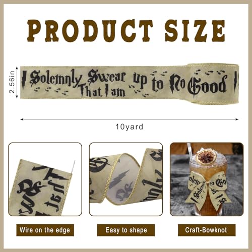 Witchcraft Gift Wrap Ribbons 2.5 Inch x 10 Yards Burlap Party Decor