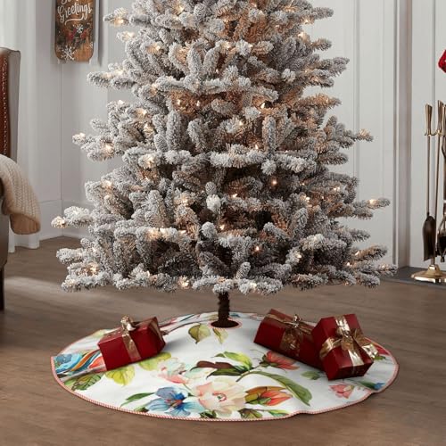 36-Inch Velcro Christmas Tree Skirt with Holiday Patterns - Large Tree Mat for Xmas, Halloween, Thanksgiving, New Year Decorations
