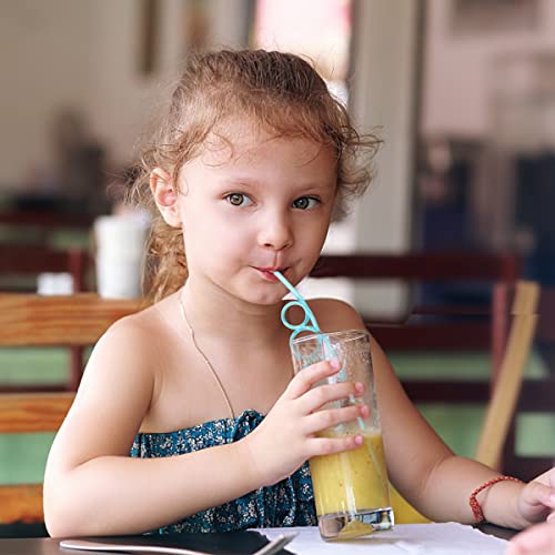 Kids Reusable Crazy Loop Drinking Straws - Pack of 2, 24 Pcs, Colorful & Curly, Regular Variation