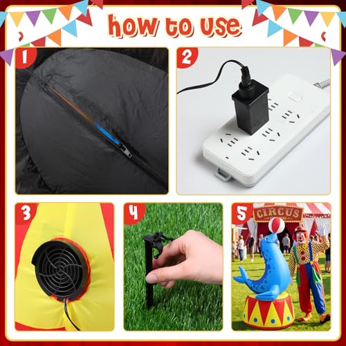 Inflatable Circus Seal with LED Lights - 5.3 ft Outdoor Carnival Party Decor - Realistic Seal Design