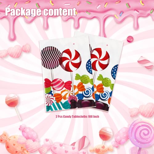 Candyland Party Tablecloths - Disposable 54x108 Inch Set for Birthday & Holiday Events