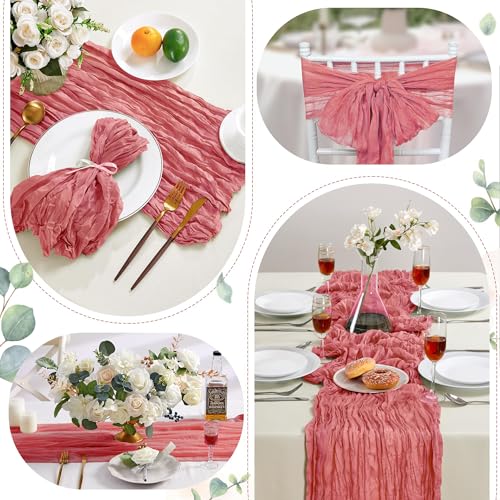 Rose Cheesecloth Table Runner 6 Pack 35x120 Inches Boho Rustic Home Decor Variation of Rose