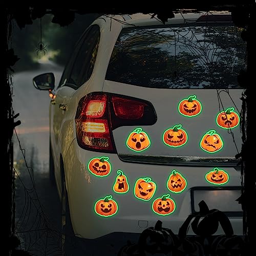 Halloween Car Magnets Set with Glow Pumpkin Stickers - 24 Pieces