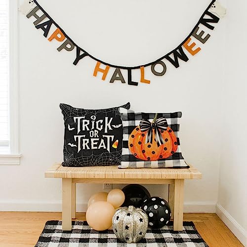 Halloween Pillow Covers Set of 4 18x18 Inch Pumpkin Truck Black Variation
