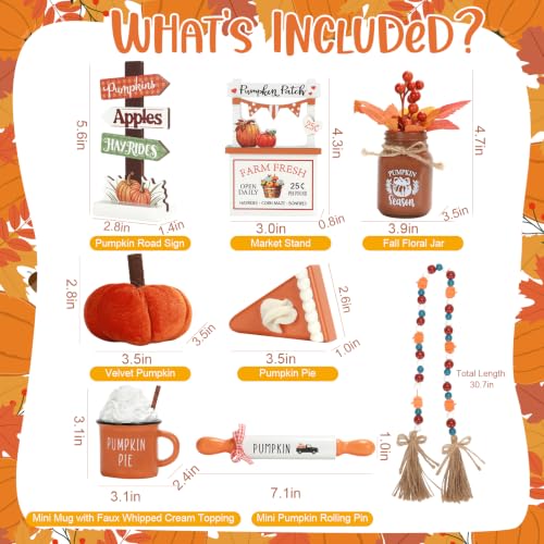 Fall Farmhouse Tiered Tray Decor Set - 8 Pcs Autumn Harvest Thanksgiving