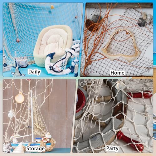 10 Pieces Fish Net Decor 39.4x78.7 Inch Decorative Fishing Nets for Home & Party