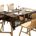 Black Lace Halloween Tablecloth with Spiderweb Bats Pumpkins 54x72 Inches