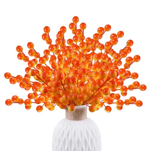 Artificial Berry Stems - Fall Holly Berries for Autumn & Thanksgiving Decor