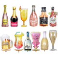 12PCS Aluminum Foil Champagne & Wine Bottle Balloons for Party Decor