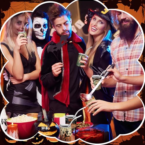 Spooky Halloween Mini Shot Glass Set with Straw & Lid - 6 Pcs 3 oz Drinkware