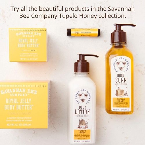 Savannah Bee Company Beeswax Lip Balm - Natural Tupelo Honey, 0.15 Ounce | Pack of 4