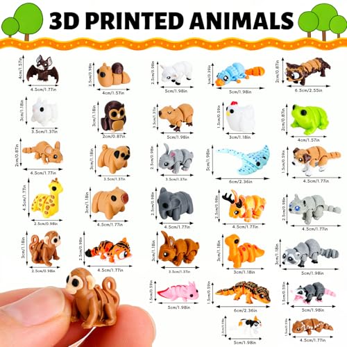 Mini 3D Printed Animal Statues Set - Movable Joints, Realistic Collectible Figurines, Animal-2 Variation