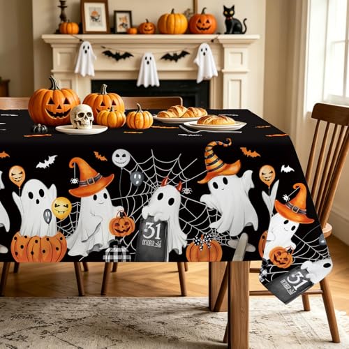 Ghost Bat Pumpkin Plaid Table Cloth 55x70 Inch - Fall Home Decor - Rectangular Variation of THIS listing